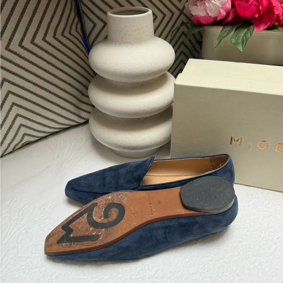 M. Gemi Blue Suede Loafers Slip-On Elegance - Picture 13 of 13